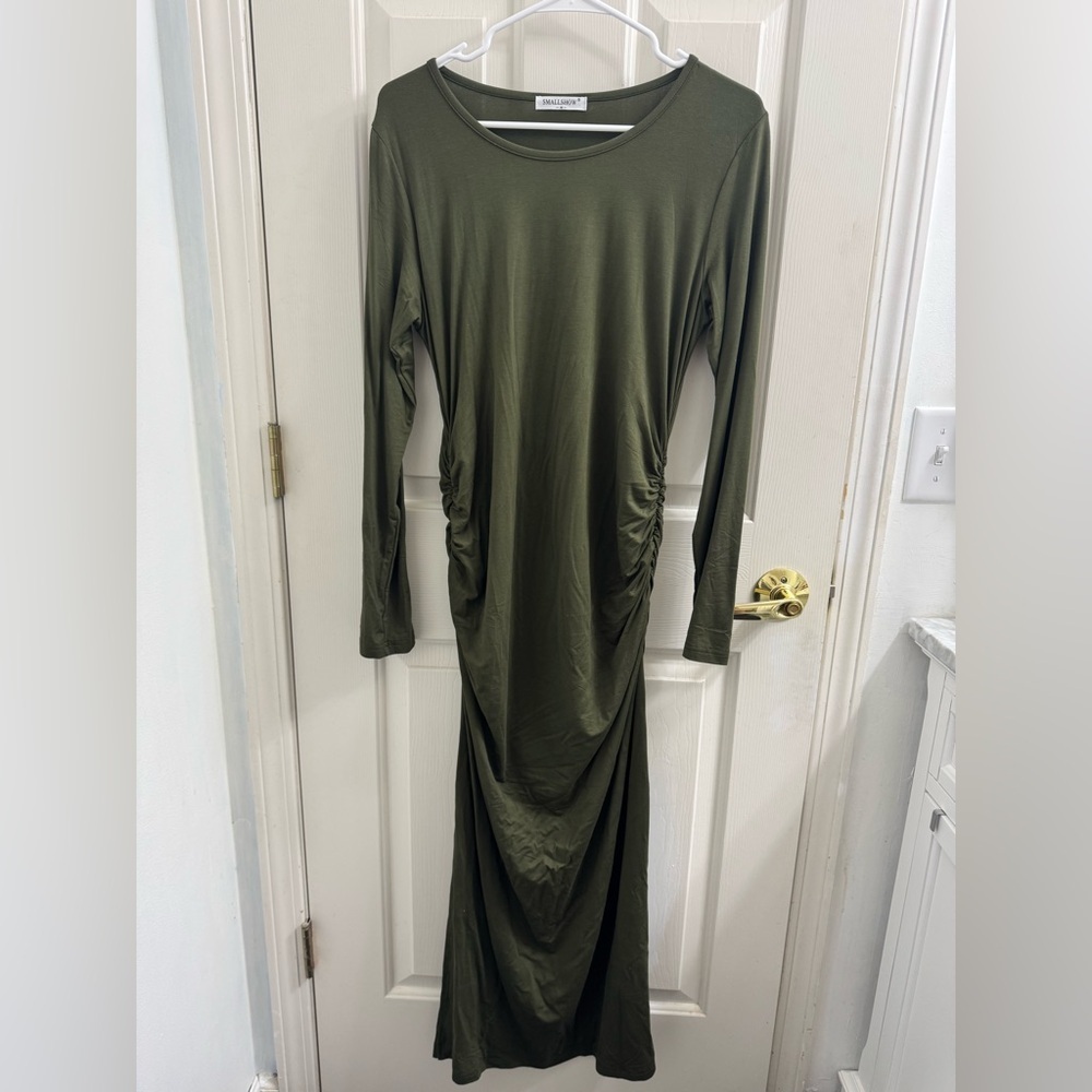 Elegant Long Sleeve Olive Dress maternity